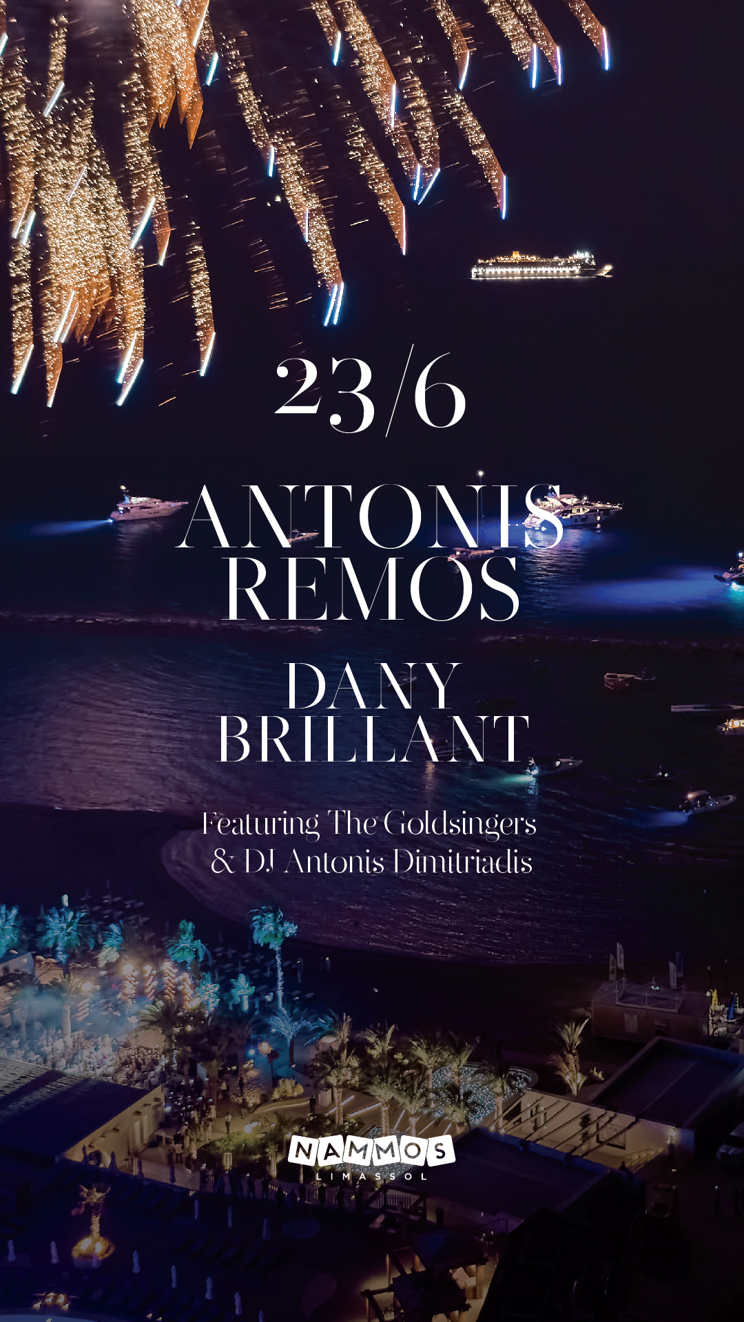 Antonis Remos and Dany Brilliant in concert at Nammos Limassol 23 June 2023