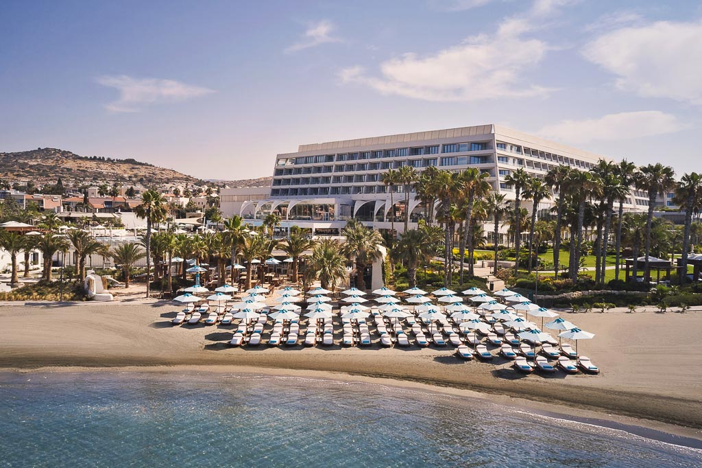 Parklane, a Luxury Collection Resort & Spa, Limassol. Aerial Photo with beach, Nammos and hotel